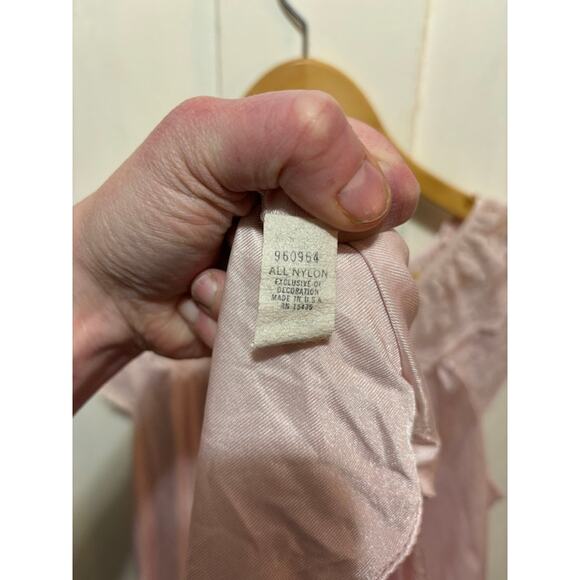 Vintage nightgown 60s Gilead nylon flowy lacy pink sz Medium sheer - Picture 6 of 7